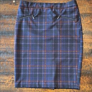 Carolina Belle Checkered Pencil Skirt in Blue and Brown